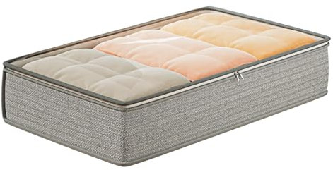 Eventerde Sac de rangement sous le lit avec fermeture éclair - Long récipient de rangement plat - Boîte de rangement pour vêtements - Organiseur de chaussures avec grande capacité