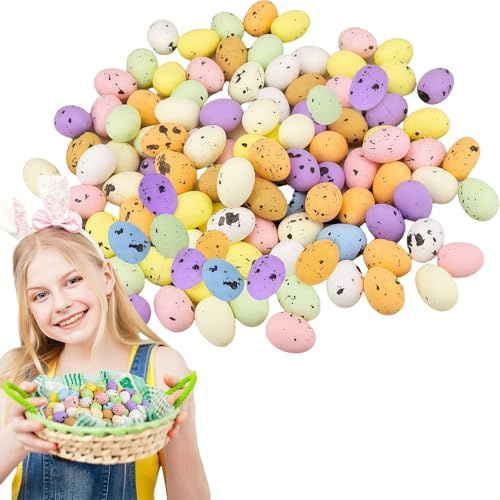 100pcs Easter Mini Eggs Decorations for Kids Easter Day,Artificial Bird Eggs Easter Decorations Speckled Eggs for Kid Art Crafts Easter Eggs Home Mini Easter Stuffers Spring Party Decorations