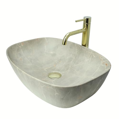 GTM Design Aufsatzwaschbecken Matt Modern Waschbecken ohne Hahnloch - Elegant Aufsatzwaschbecken Oval für Badezimmer und Gäste WC - nur Bad Waschbecken - Modell 3