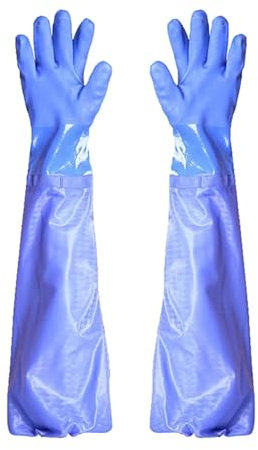 Guanti di gomma per la casa, 1 paio di guanti da cucina riutilizzabili a maniche lunghe for pesca industriale e agricola in PVC impermeabile lungo