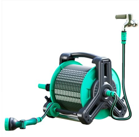 Stainless Steel Garden Hose Reel with Crank Portable 40m 1/2in Outdoor Garden Hose Reel Tools