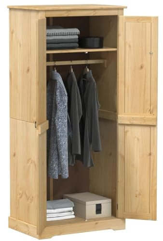 ChicAbode Kleiderschrank Corona 76x50x170 cm Garderobenschrank Schlafzimmerschrank Dielenschrank Garderobenschrank Schlafzimmerschrank Dielenschrank Massivholz Kiefer