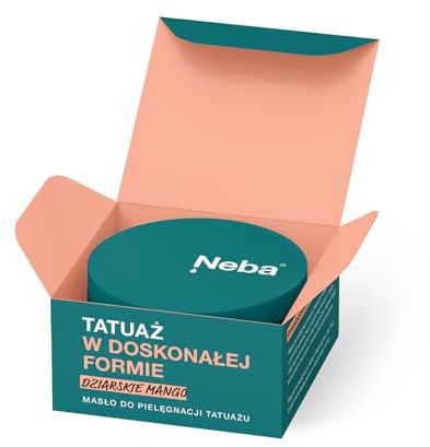NEBA - Tattoo Butter - för Daglig Vård av Läkta Tatueringar, även för Känslig Hud - med Solrosolja, Vitamin E, Sheasmör - Vegan - Doft - Fet Mango - 100 ml