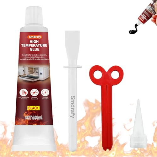 100 ml Hochtemperaturkleber, Hitzebeständiger Silikonkleber | Starke Haftung, Verbindung und Reparatur für Kamin, Ofen, Ceranfeld, Auto, Haushaltsgeräte