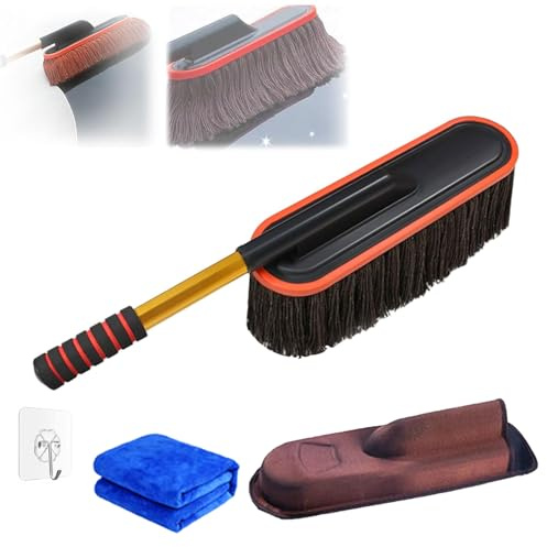 XICAIHAO Car Duster Brush, Car Wash Mop with Extendable Duster, Cleaning Dust Remover for Vehicles, Scratch Free Dusting Brush for SUV, Truck, Garage (car duster)