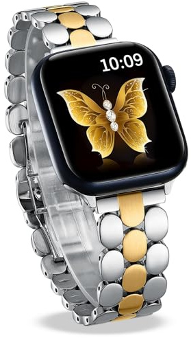 Bracelet Femme Motif Laurier compatible avec Apple Watch 38mm 40mm 41mm 42mm 44mm 45mm 46mm 49mm, Bracelet élégant en Métal avec Outil d'installation pour iWatch Ultra 2 SE Série 10 9 8 7 6 5 4 3 2 1
