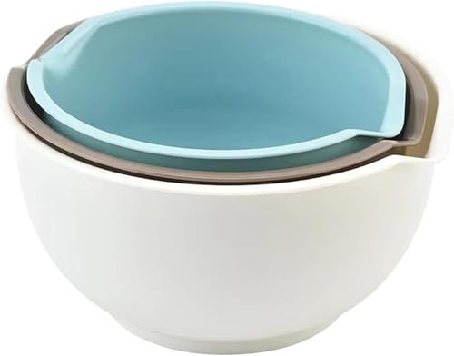 GYJZZW Lot de 3 bols mélangeurs gigognes en plastique, 1,5/2/2,5 l, bols gigognes avec base antidérapante et bec verseur facile, passent au lave-vaisselle (A1)