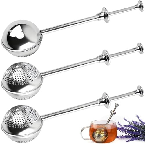 NINGYER 3 Pezzi Colino da Tè per Tè Sfuso, 18 cm Colino per Tè con Manico Telescopico, Acciaio Inox 304 Colino da Tè per Tè Sfuso, Tisane, Caffè e Spezie (Argento)
