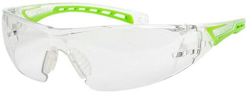 B-SAFETY PremiumLine FLEX No.1 - Gafas de protección transparentes, ligeras y cómodas, policarbonato, visión total, aros suaves, transparente/verde