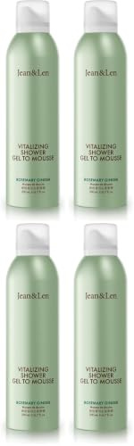 Jean & Len Vitalizing Shower Gel To Mousse Rosemary & Ginger, mit Mandel-, Jojoba- und Babassuöl, für ein duftendes Reinigungserlebnis, für normale Haut, Duschschaum, ohne Parabene & Silikone, 200 ml
