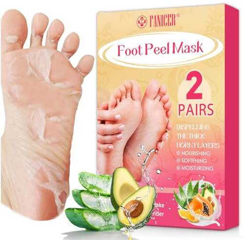 2 Pares Mascarilla Pies Exfoliante, Máscara Pies Peeling, Calcetines Exfoliantes, Foot Peel Mask para Secos y Agrietados, Reparar el Talón Agrietado y Muerto (Aloe Vera + Aguacate)