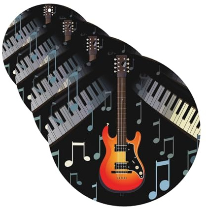 4 Pcs Car Air Fresheners Round Shape Hanging Car Air Freshener Fragrance Scented Cards Guitar Piano Pattern Auto Mirror Pendant Aromatherapy Tablets For Car Home Office Closet Bathroom