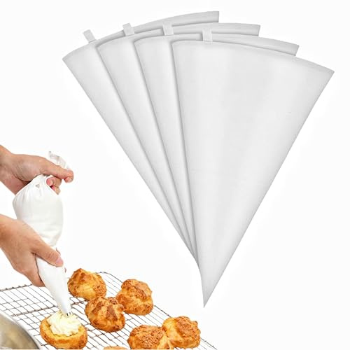 4Pcs HYMC 16 inch Reusable Piping Bag: Silicone Sugar Icing Bags with White Suspension, Suitable for Decorating Cakes, Candies, Desserts, and Cookies