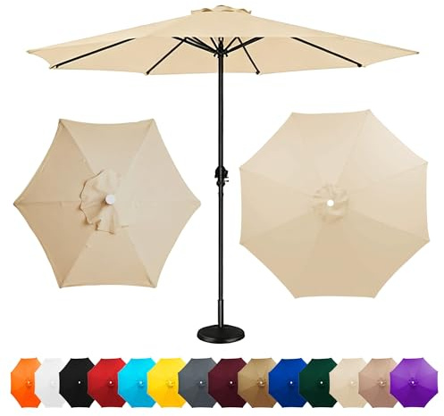 Parasol Replacement Canopy, 6/8 Ribs, 2.0m, 2.7m, 3.5m, Garden Umbrella Replacement Parasol Fabric, for Yard, Beach, Garden Umbrella, Canopy Only, Beige, Gray(Beige,2.0m/8-Ribs)