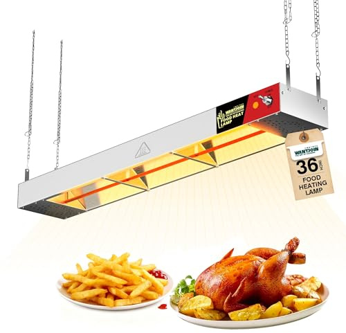WantJoin Food Heat Lamp - 36 Inch Commercial Hanging Heating Lamp for Food Warming 500W Electric Strip Heater with Warm Lights for Service Cafeteria Restaurant Kitchen