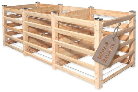 Moderner Komposter Trio ca. 120 x 346 cm Höhe 80 cm aus Lärchenholz Massivholz Steckkomposter Holzkomposter