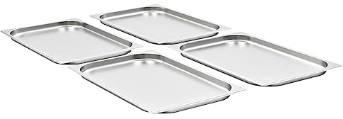 Generico Contenitori Gastronorm 4 pz GN 1/1 20 mm in Acciaio Inox,Argento,3.65kg,50878