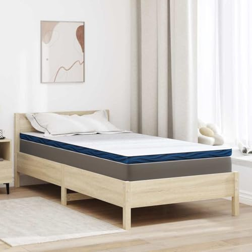 Surmatelas, Mousse à Mémoire de Forme Infusée de Gel, Technologie Gel Rafraîchissante, Surmatelas Moelleux, Mattress Topper, Blanc et Bleu, 90x190 cm