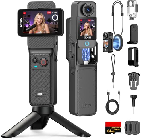 SJCAM C400 Vlog Kit, 64GB, Vlog Camera, Action Cam 4K, 437 Min, WiFi EIS | Touchscreen rotante 2.29, Vlog camera, stabilizzazione 6-assi, impermeabile 30m, WiFi 5G, per viaggi, sport e live