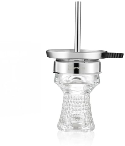 Hookah Bowl Set Crystal Glass Shisha Bowl Hookah Head Tabacco Bowl with Heat Management Screen Hookah Charcoal Holder for Better Narguile Huka Smoking Easy Replace Charcoal Easy to Clean