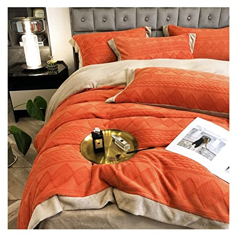 Påslakanset Winter Coral Velvet Fyrdelat flanell Tredimensionellt snidat Milk Velvet Lyxigt sängöverdrag med dubbelt flanellsängset Påslakan (Färg : Guld, Storlek : 1,5 m lakan set
