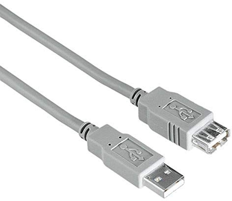 Hama USB-Verlängerungskabel A-Stecker - A-Kupplung, 3 m, Grau