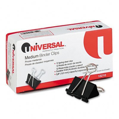 Universal : Medium Metallklammern Briefklammern Verschlussclips Metall, Steel Wire, 58 Capacity, 1-14 Wide, BlackSilver, Dz -:- Sold as 2 Packs of - 12 - - Total of 24 Each by Universal