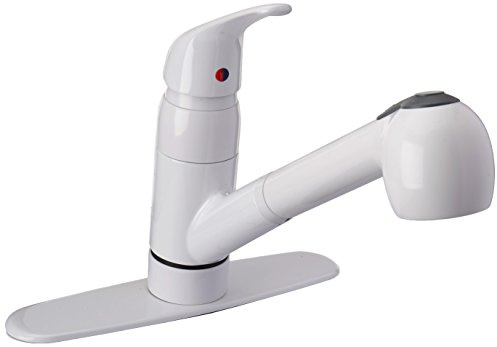 Pfister Pfirst Series Kitchen Sink Faucet with Pull Out Sprayer, Single Handle, Mid Arc, White Finish, G13310WW