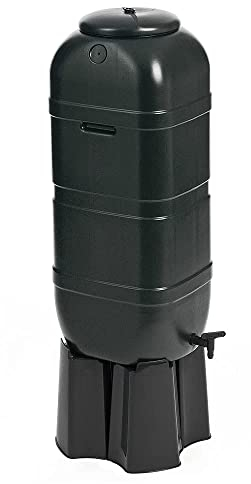 British Made 100L Litre Slimline Garden 3 Piece Water Butt Rain Tank Kit With Stand & Filler Strong Plastic