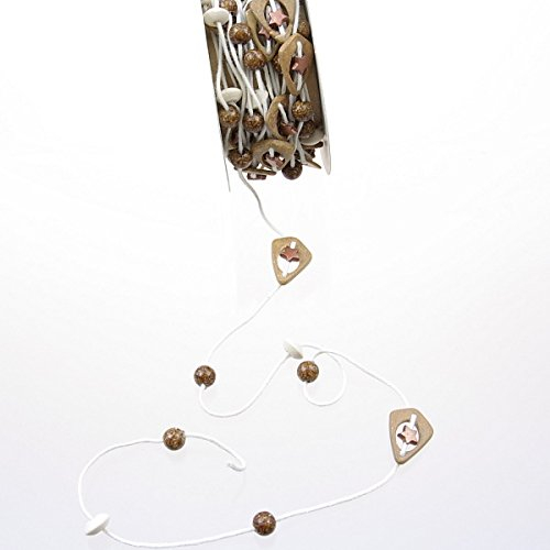 Nature Line, feine Baumwollkordel mit Holzperlen und Sternchen braun- 15 mm Breite auf 5 m Rolle - 980 (2,95€/m) 12 80R