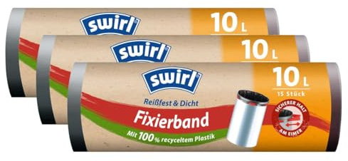 3x Swirl Fixierband Müllbeutel 10L (15 stk./Rolle)