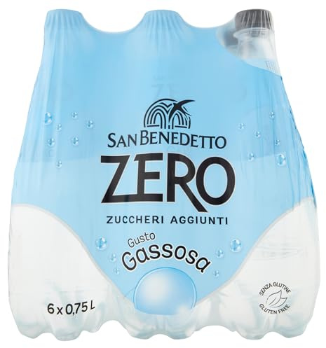 San Benedetto, Bibita Analcolica Gassata alla Gassosa Zero 6 x 750 ml, Zero Zuccheri Aggiunti e Pochissime Calorie, Rinfrescante e Leggera