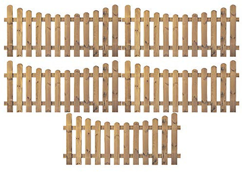Preishammer günstiges Zaunpaket 5 x Vorgartenzäune + Friesenzäune im Maß 180 x 80 auf 65 cm (Breite x Höhe) aus Kiefer/Fichte Holz, druckimprägniert Günstig & Gut