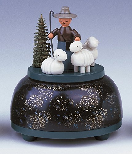 Rudolphs Schatzkiste Spieldose Schäfer mit Schäfergruppe bunt BxTxH= 10,5x10,5x12cm NEU Spielwerk Musik Musikdose Figur Seiffen Erzgebirge Holz Dekoration Weihnachten Dose Melodie