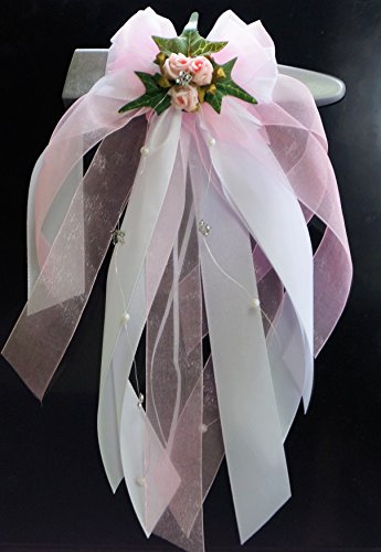Kirchenschmuck Kirchbankschleife Stuhlschleife Hochzeit KS0017 weiss rosa