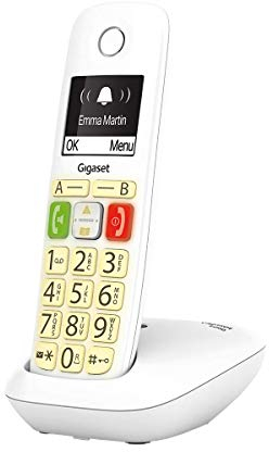 Gigaset E290, Telefono Portatile con Suonerie Forti, Numeri Grandi e Audio Potenziato, Tasti di Chiamata Rapida, Vivavoce con Volume Regolabile, Bianco [Versione Italiana]