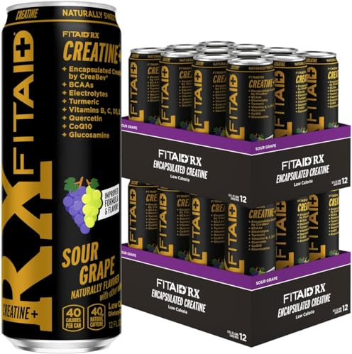 LIFEAID FITAID RX Recovery Blend Plus Creatine, BCAAs, Glucosamine, Turmeric, B-Complex, Electrolytes, 100% Clean, Paleo, Vegan and Gluten-Free, 12 Fl Oz. cans (Pack of 24)