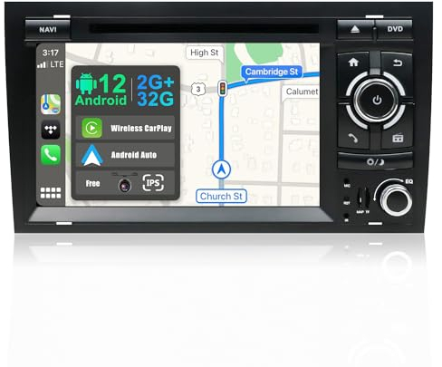 JOYX Android 10 Double Din Car Stereo for Audi A4 2003-2011 Head Unit | 7” 2G+32G | Free Canbus & Backup Camera | Support Carplay Bluetooth Sat Nav Mirror Link DAB+ Subwoofer WIFI Steeringe Wheel GPS