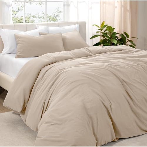Bare Home Duvet Cover Set Double Size - Premium 1800 Ultra-Soft Duvet Cover Set - Lightweight - Cooling Duvet Cover - Bed Duvet Cover with 2 Pillowcases (Double, Sandwash Pebble)
