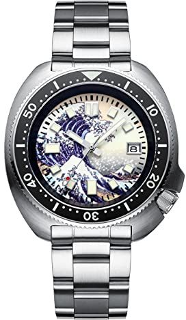 ADDIESDIVE Automatic Diver 200 M Watch for Men Steel Bracelet Luminescent NH35A Mechanical Movement Analog Date Display Surfing Dial