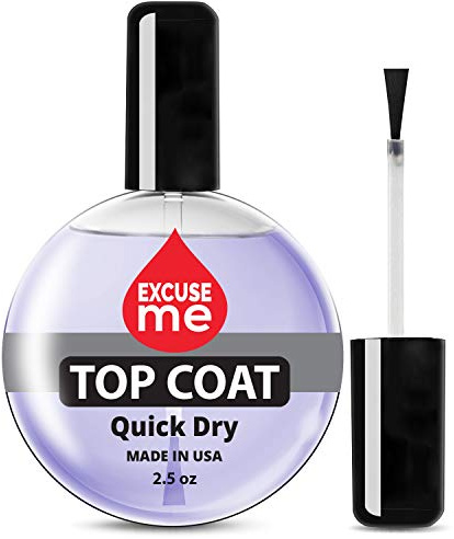 Excuse Me Quick Dry Fast Drying Super Shiny Nail Polish Top Coat Professional Refill Size 2.5 oz.