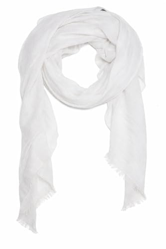 Kandharis leichter Sommerschal weiche Schal Halstuch Tuch für Damen XXL Einfarbig Pastelltöne Baumwolle Viskose WS-72 3- Weiss