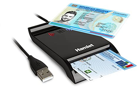 Hamlet HUSCR-NFC - Lector de Tarjetas Inteligentes USB y sin Contacto NFC para Tarjeta de identificación electrónica CIE 3.0