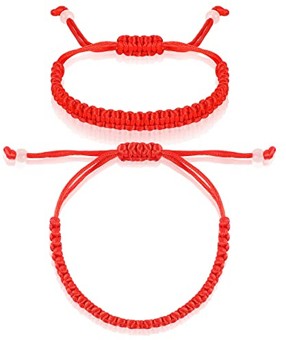 BBTO 2 Pcs Good Luck Red String Bracelet Tibetan Buddhist Thread Bracelet for Men Women Adjustable Red Cord Handmade Braided Rope Knot String for Protection and Lucky Friendship
