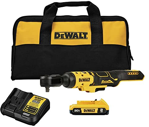 DEWALT 20V MAX Ratchet Set, 3/8 inch, 70 lbs of Torque, Battery and Storage Bag Included (DCF513D1)