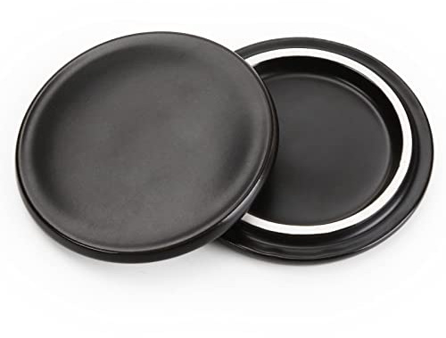 Black Ceramic Coffee Mug Lids, 2 Pieces, Black Ceramic Lid for 11 oz Mug, Mug Cover to Keep Warm & Dust-proof for Hot and Cold Liquids, Outside Diameter 8.4cm, Internal Diameter 7.3cm.