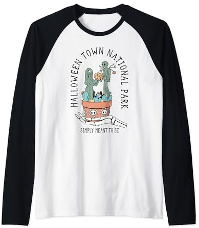 Disney The Nightmare Before Christmas Jack & Sally Cactus Raglan Baseball Tee