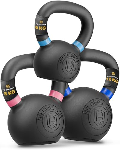 HQ Germany® Kettlebell Powdercoat [Pulverbeschichtung] - Set 6+8+12kg
