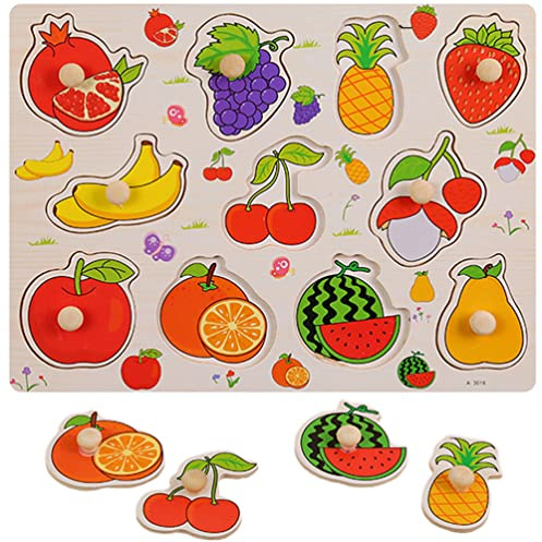 Ipetboom grab board wood food peg puzzle brian teaser sensory fruit jigsaw puzzle interactive puzzle toy animals wood fruit toys wooden bag letter