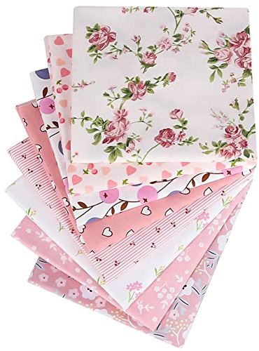 ISAKEN 8 Stück Baumwollstoff Patchwork Stoffe DIY Stoffpakete Stoffreste Paket Nähstoffe zum Nähen Stoffpaket Baumwollstoff Patchwork Stoffe zum Nähen Meterware Baumwolle 50 x 50 cm